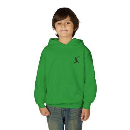 Youth baseball silhouette hoodie for kids, featuring a baseball player design on a comfortable pullover sweatshirt.