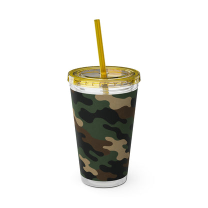 Stylish Camo Tumbler, 16oz Cup with Straw, Perfect for Outdoor Adventures, Gifts for Him, Travel Mug, Eco-friendly Drinkware, Camping - TRV