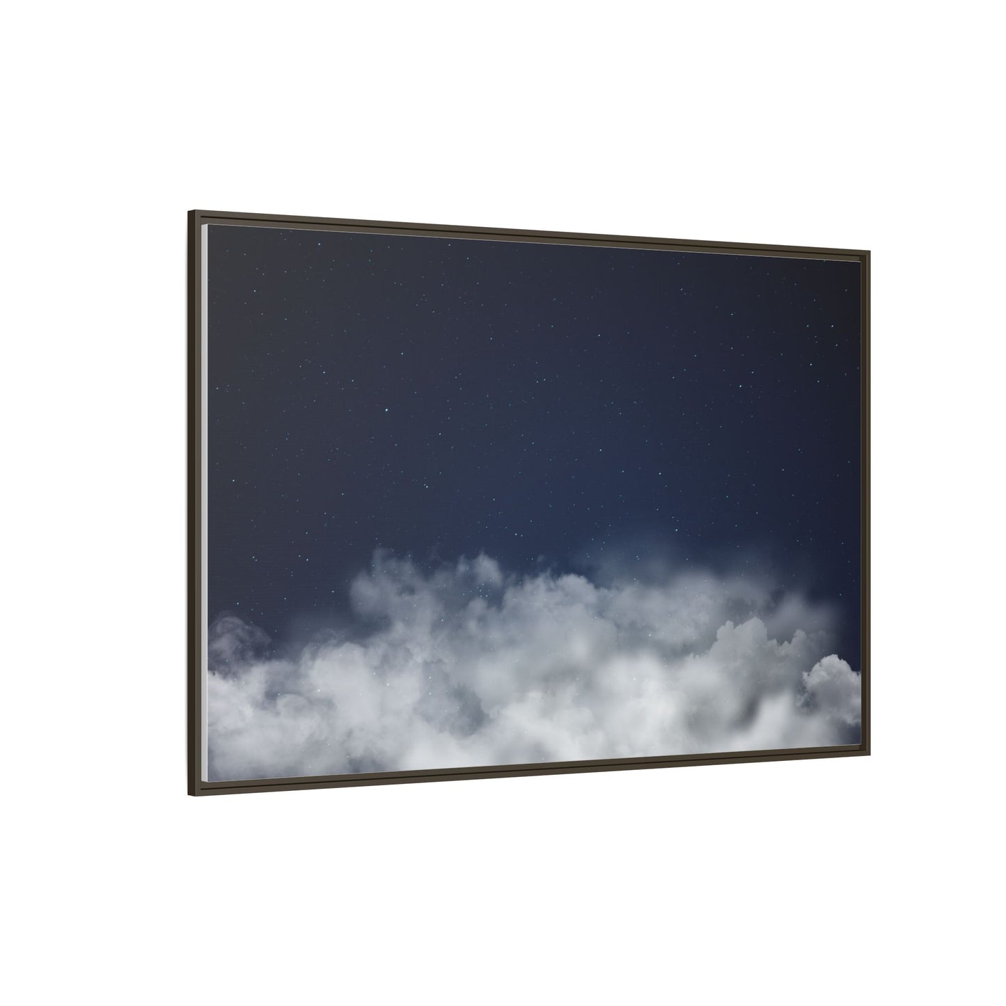 Framed night sky clouds matte canvas wall art featuring starry sky scene by Printify, perfect for celestial-themed decor.