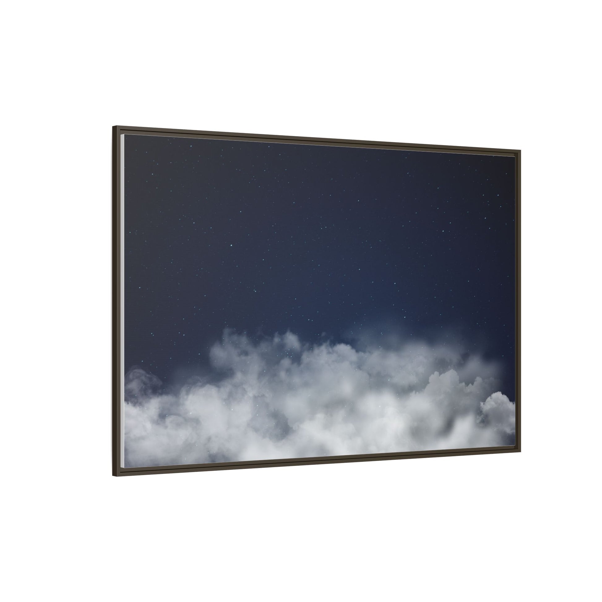 Framed night sky clouds matte canvas wall art featuring starry sky scene by Printify, perfect for celestial-themed decor.