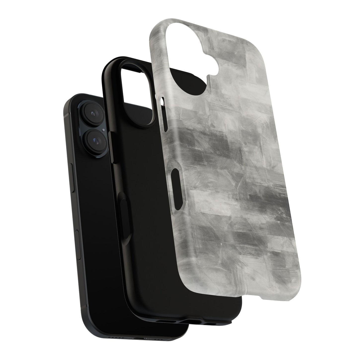 Abstract gray grid phone case by Printify, tough protective iPhone cover with modern geometric design, fits standard iPhone models.