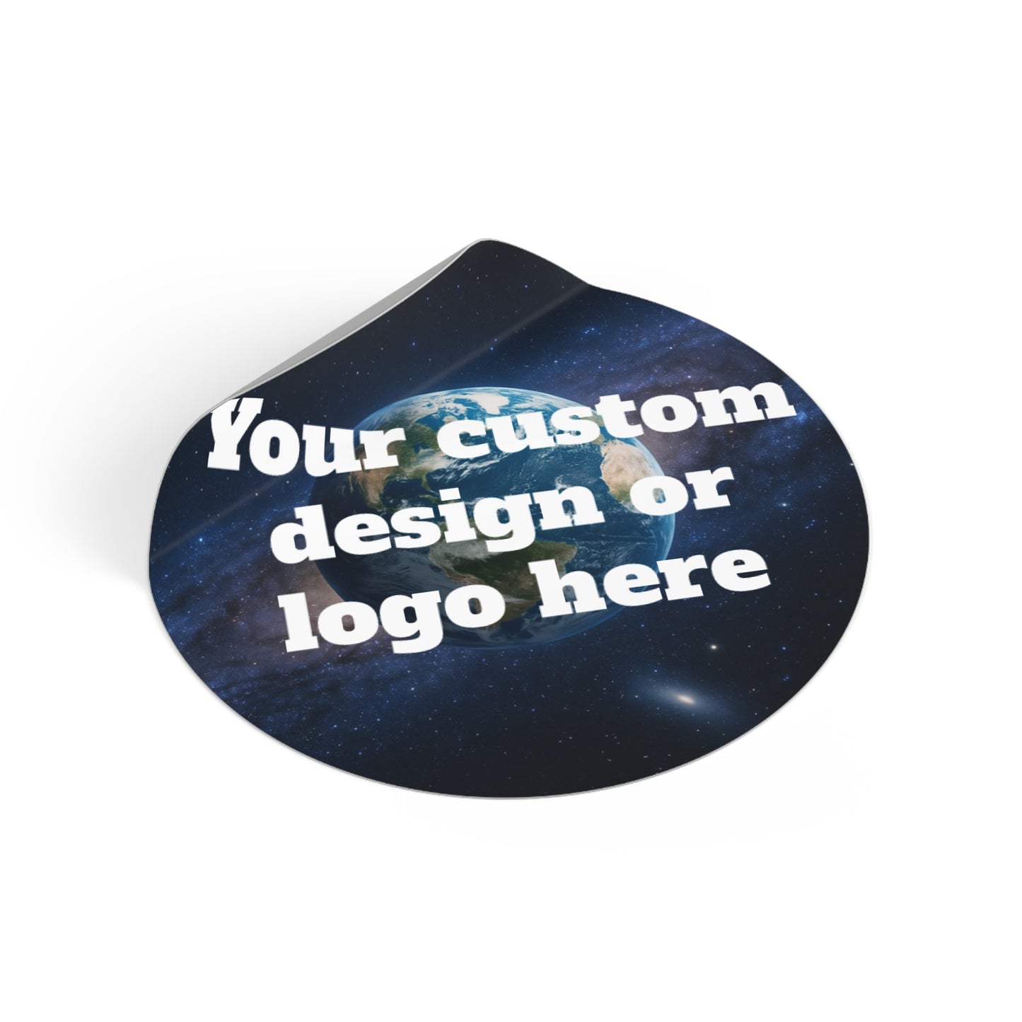 Custom Earth Space Design round vinyl sticker featuring space-themed artwork, ideal for decorating notebooks or laptops.