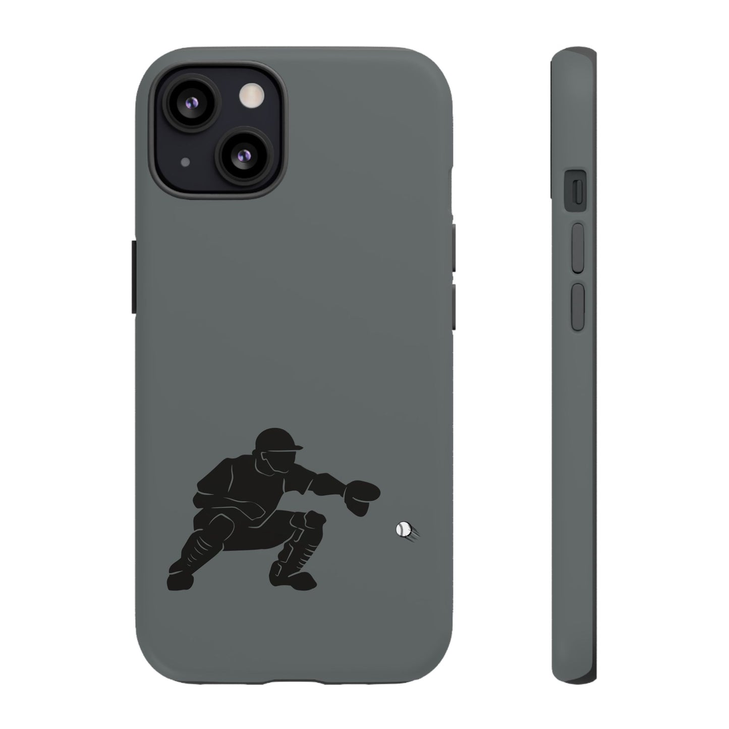 Printify baseball catcher phone case, durable protective cover featuring a baseball glove and ball design for iPhone or Android.