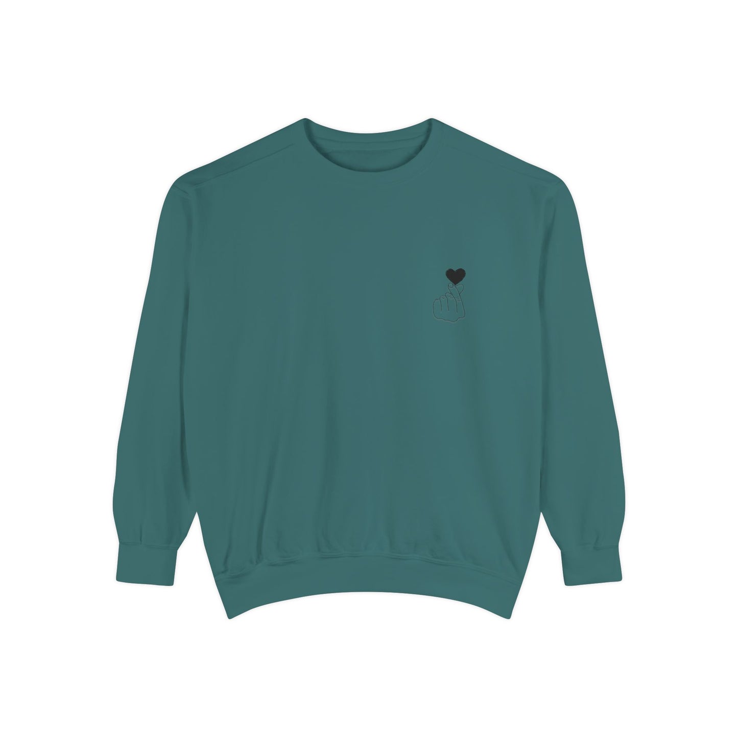 Unisex Garment-Dyed Sweatshirt with Heart Design - Cozy & Stylish