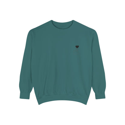 Unisex Garment-Dyed Sweatshirt with Heart Design - Cozy & Stylish