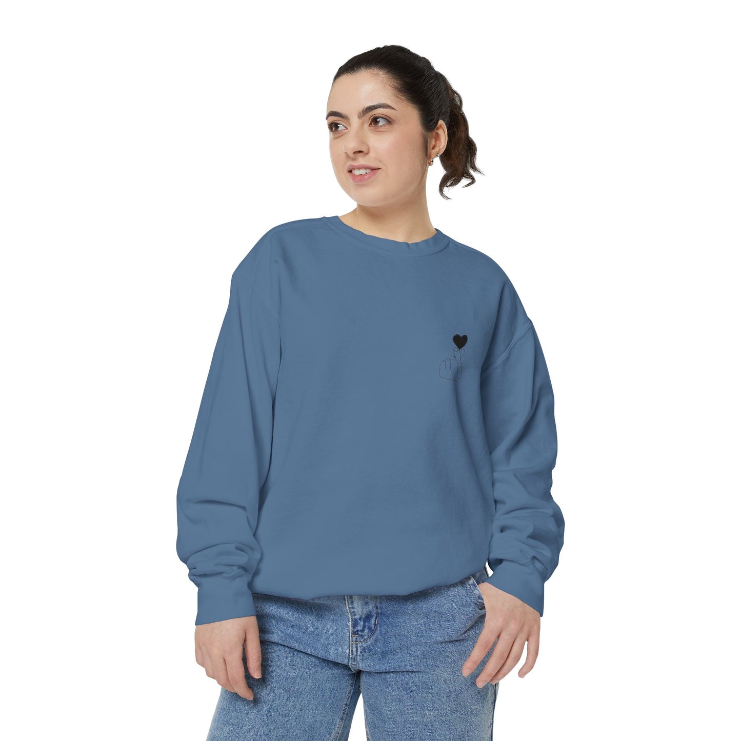 Unisex Garment-Dyed Sweatshirt with Heart Design - Cozy & Stylish
