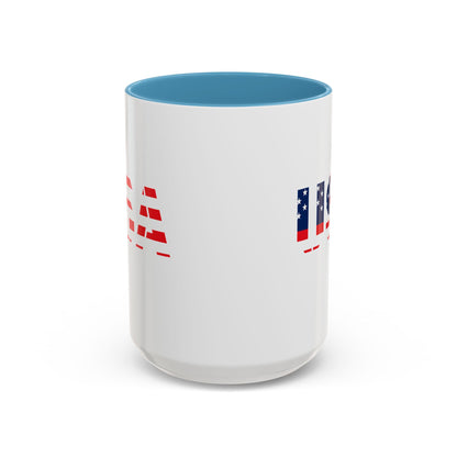 USA Flag Accent Coffee Mug — Patriotic 11/15oz Ceramic Coffee Cup