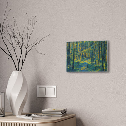 Sunlit Forest Path Canvas — Impressionist Woodland Wall Art