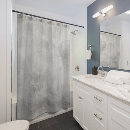 Elegant gray shower curtain from Printify featuring a minimalist design, ideal for bathroom decor and housewarming gifts.