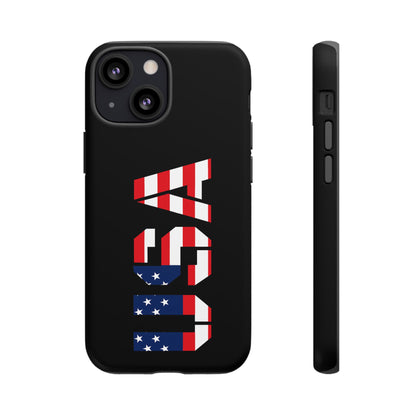 USA patriotic American flag phone case by Printify, featuring a tough protective design with bold flag graphics.