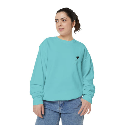 Unisex Garment-Dyed Sweatshirt with Heart Design - Cozy & Stylish