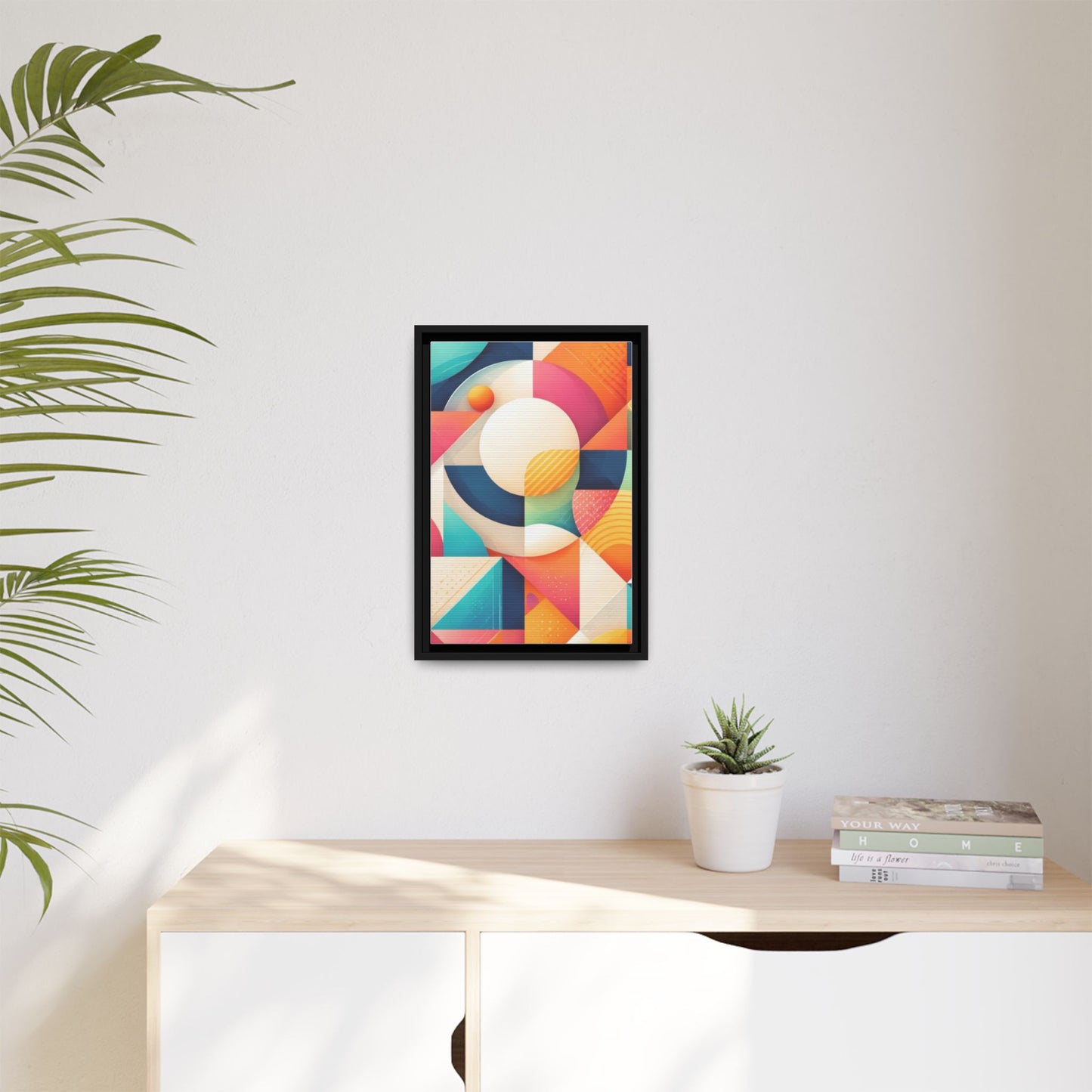 Colorful Geometric Abstract Art Matte Canvas Framed
