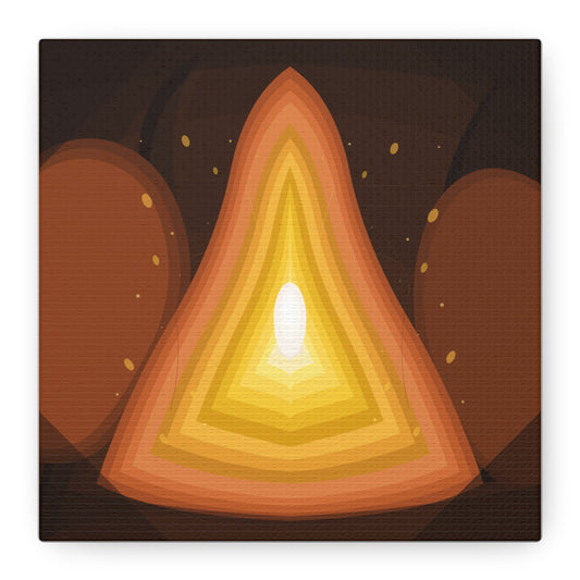 Abstract warm glow geometric sunburst wall art on canvas, modern decorative Printify wall decor with vibrant colors.