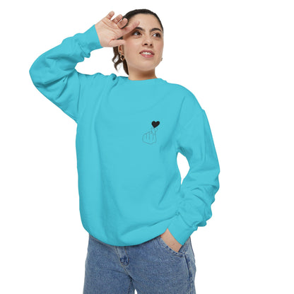 Unisex Garment-Dyed Sweatshirt with Heart Design - Cozy & Stylish