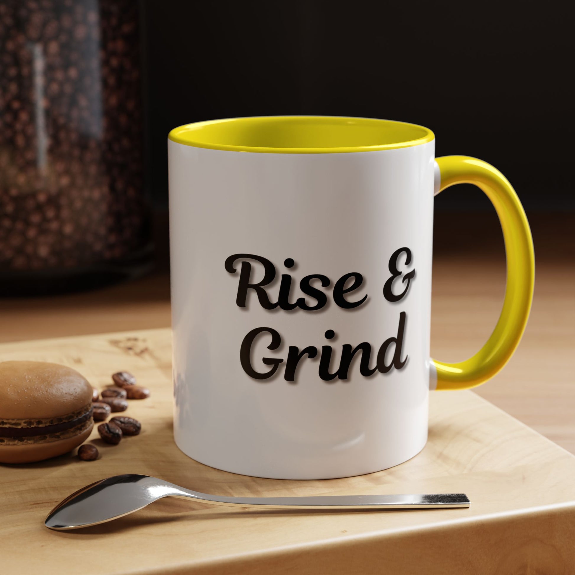 Rise & Grind Coffee Mug – Motivational Black Accent Mug for Daily Inspiration - TRV