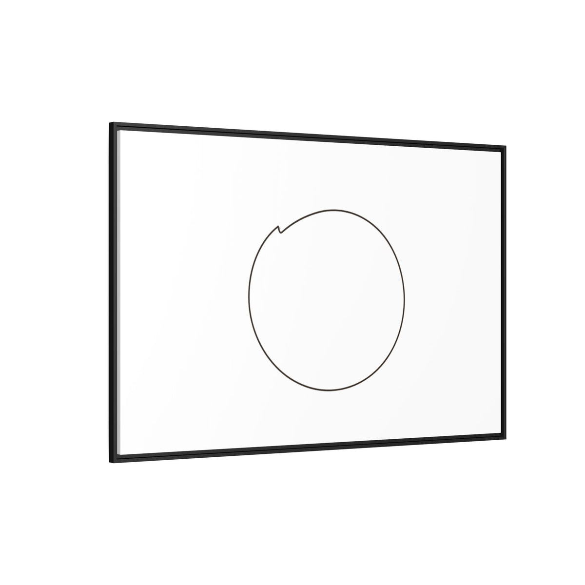 Framed matte canvas wall art featuring a minimal circular line design, by Printify, displayed on a modern interior wall.