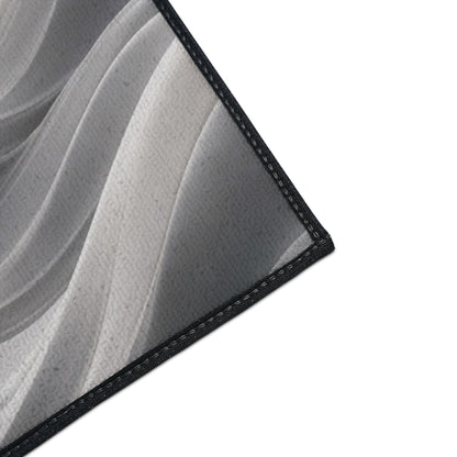 Abstract Gray Wave Floor Mat | Modern Entryway Rug, Non-Slip