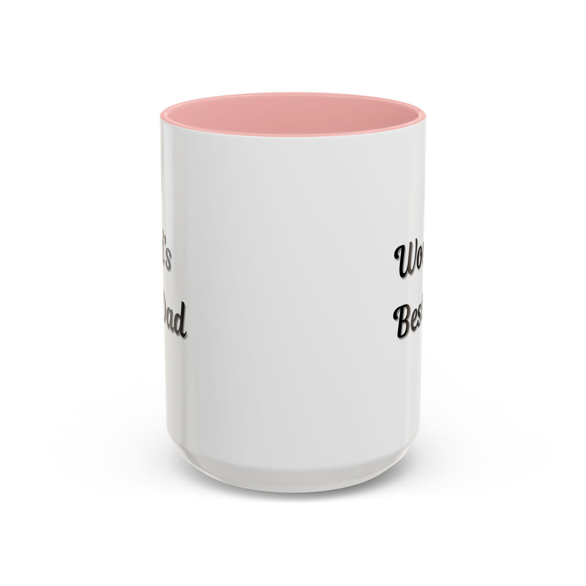 Black trim coffee mug with "World's Best Dad" accent design, available in 11oz and 15oz sizes, by Printify.