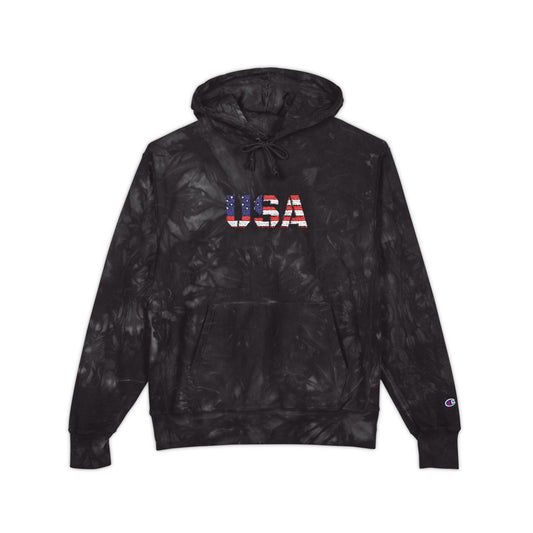 Champion Tie-Dye Hoodie - USA Embroidery, Unisex Hoodie, Trendy Casual Wear, Gift for Him, Outdoor Jacket - TRV