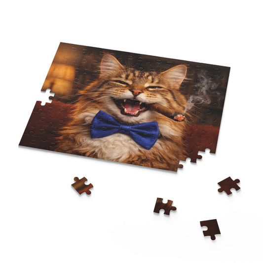 Laughing Cat with Cigar and Blue Bow Tie Puzzle