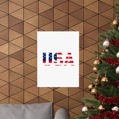 USA Patriotic Wall Art Poster, Red White Blue Home Decor, Fourth of July Decoration, American Flag Art, Independence Day Gift