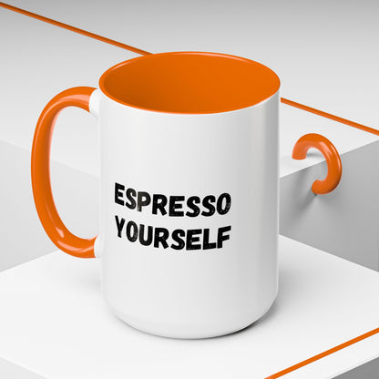 Espresso Yourself Coffee Mug - Fun Black Accented Mug for Coffee Lovers, Great Gift for Birthdays, Christmas, and Housewarming