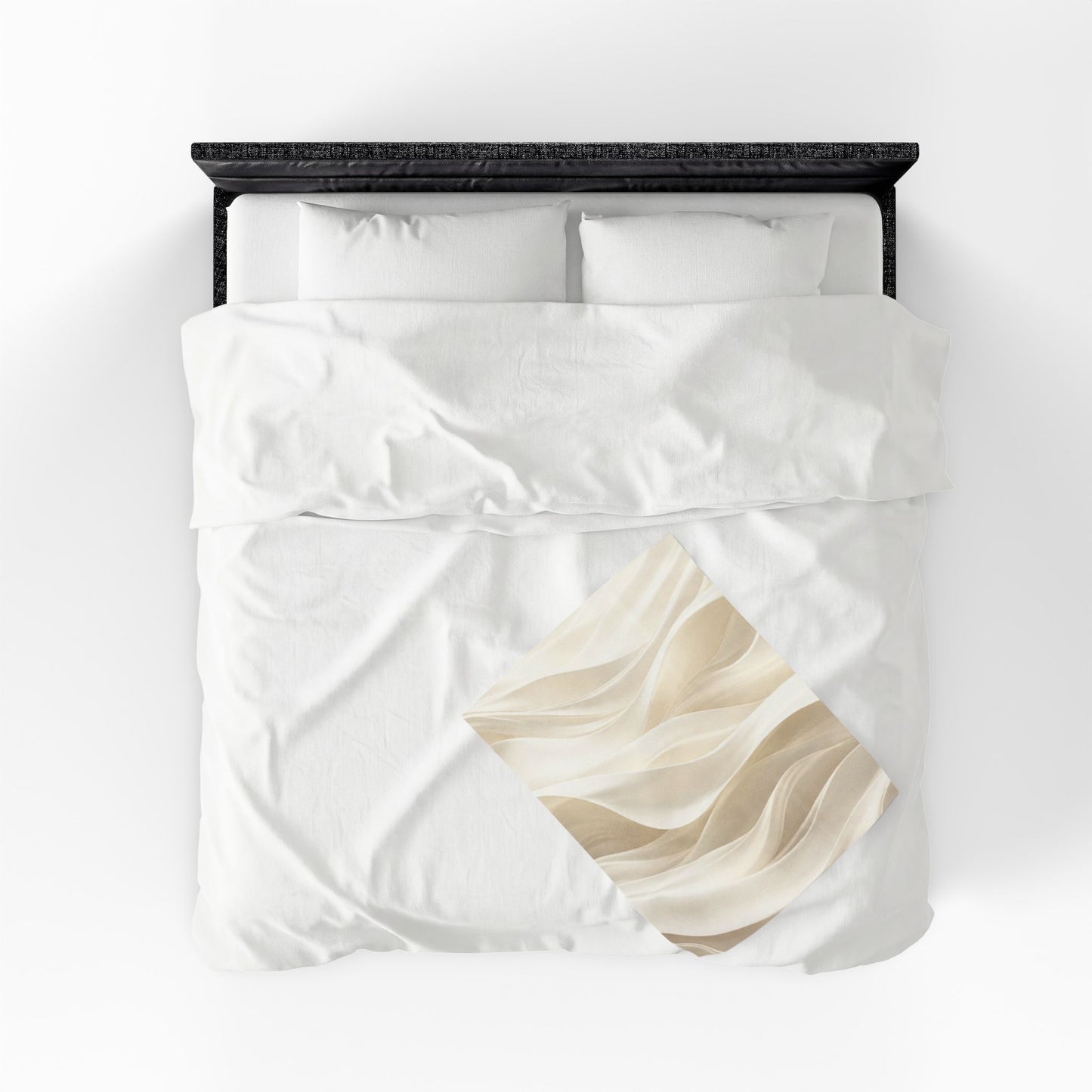 Neutral Abstract Waves Velveteen Plush Blanket | Beige Swirl Pattern