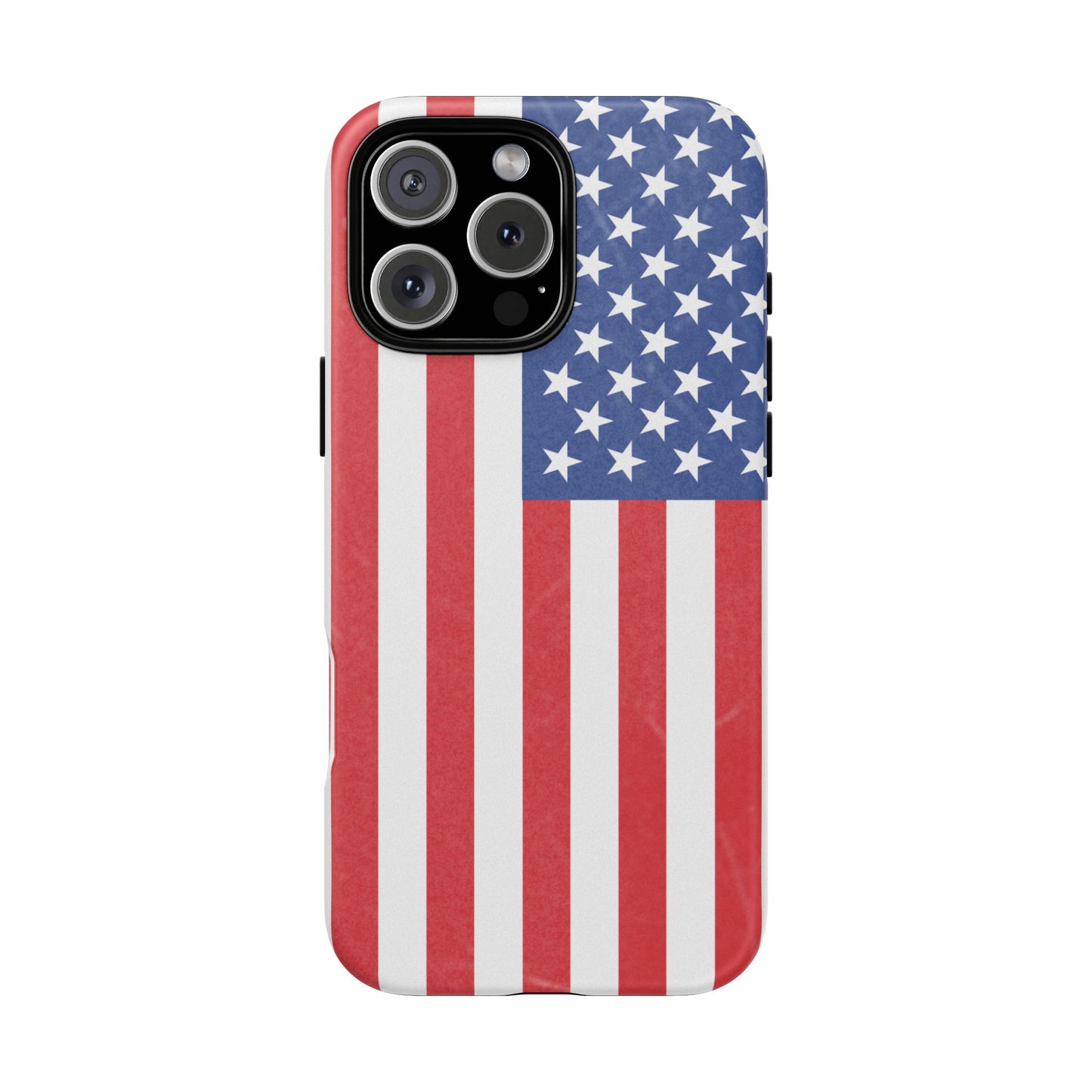 Durable American flag phone case for iPhone with patriotic design, made by Printify, providing protection and style.