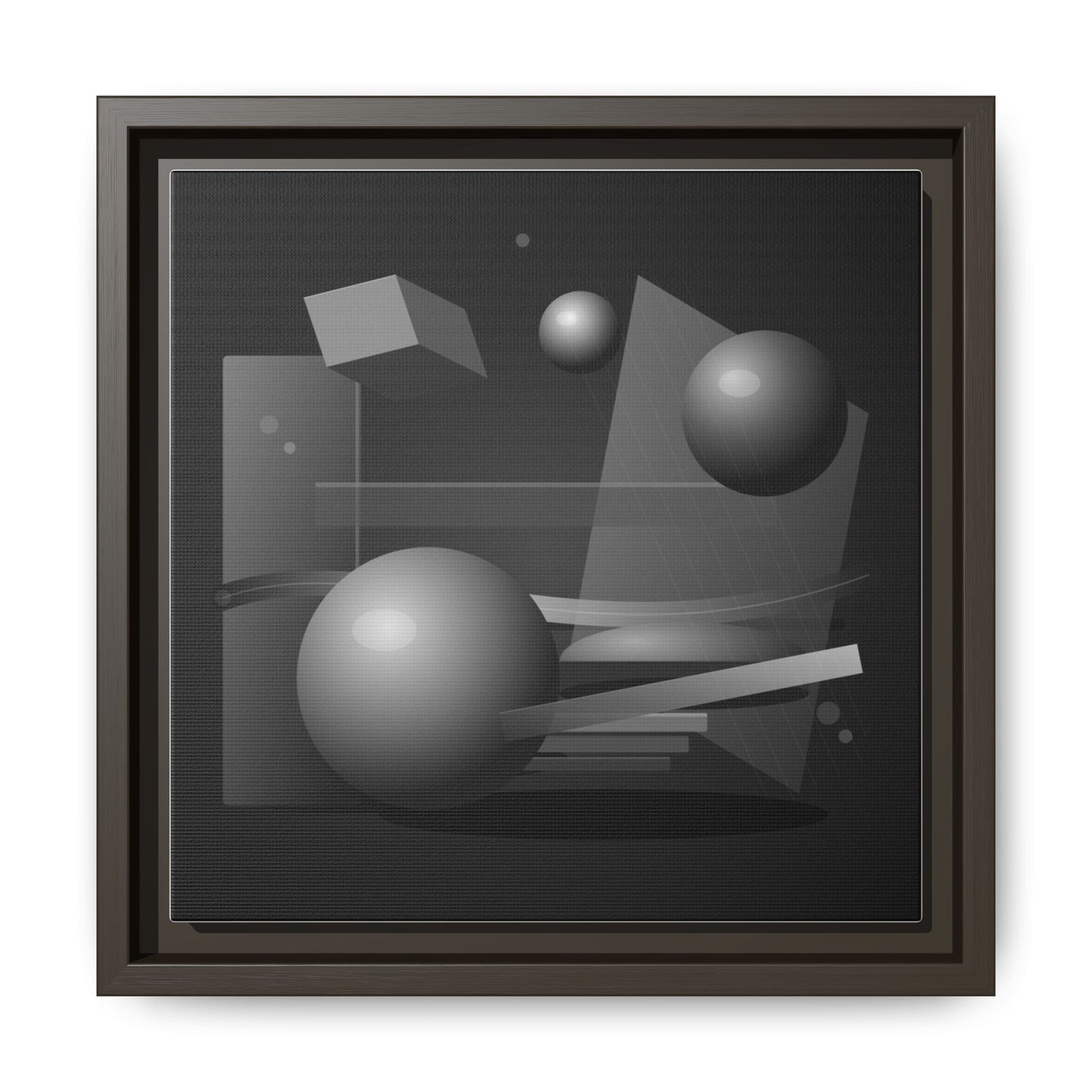 Monochrome Geometric Spheres Canvas Framed Wall Art | Matte Print