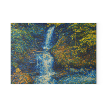Glass Cutting Board — Tranquil Waterfall Art Print