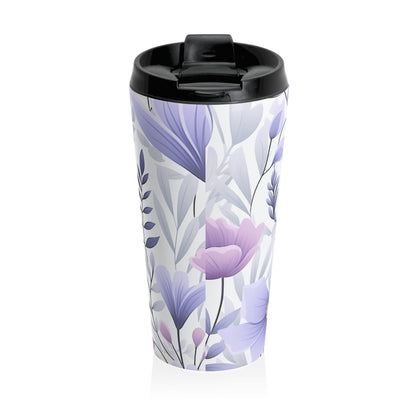 Lavender floral 15oz insulated stainless steel travel mug - view 3