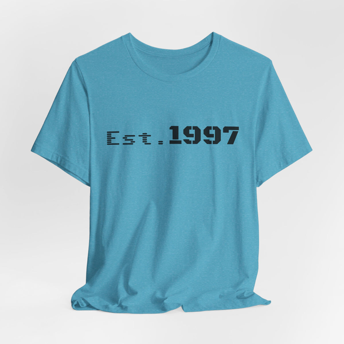 Vintage 1997 Established Printify T-shirt featuring bold "Est. 1997" design on classic cotton fabric.