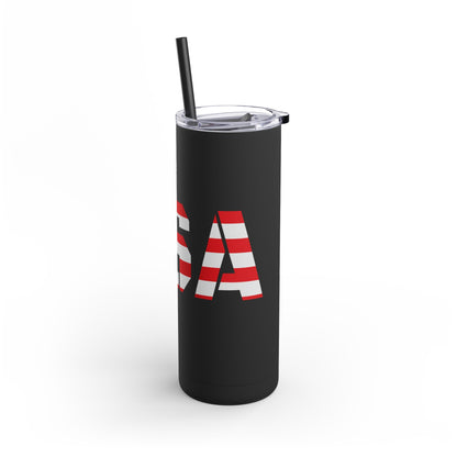 USA Flag Tumbler - 20oz Skinny Matte Drinkware, Travel Mug, Patriotic Gift, Fourth of July, Summer BBQ, Camping, Outdoor - TRV