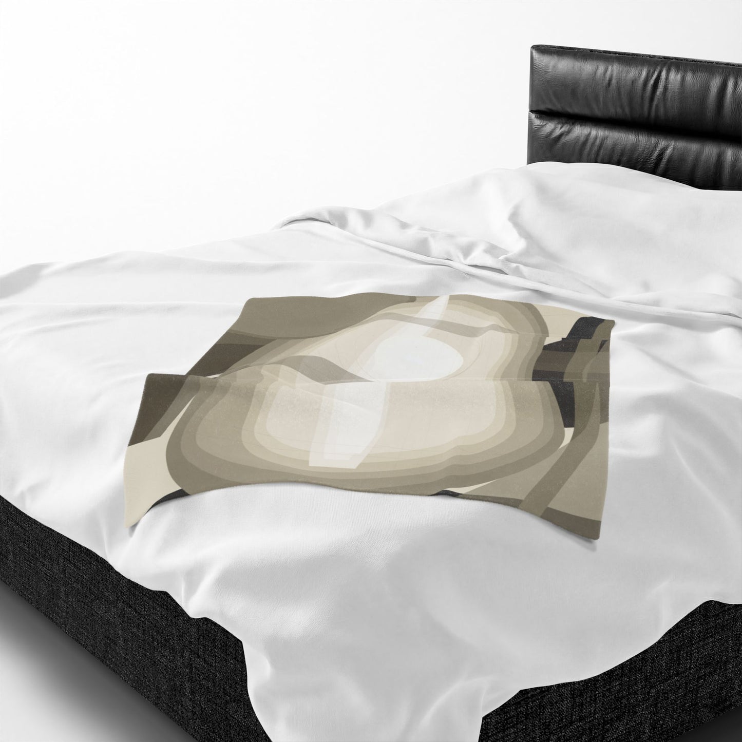 Abstract Neutral Shapes Velveteen Plush Blanket | Modern Minimalist Art