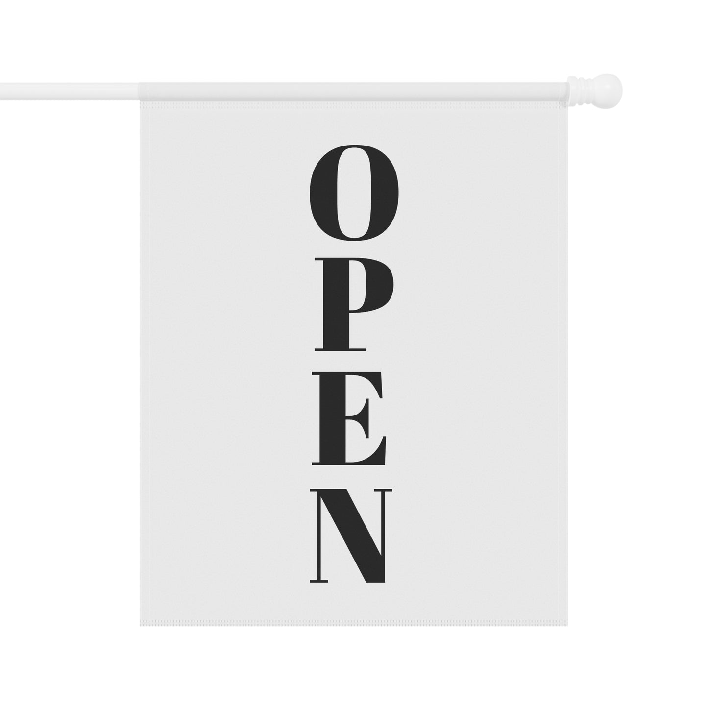 Open for Business garden flag and welcome yard sign by Printify, featuring a decorative outdoor garden banner with a welcoming message.