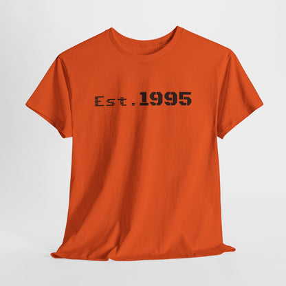Vintage minimalist "Est. 1995" T-shirt by Printify featuring a simple birthday design on a casual cotton tee.
