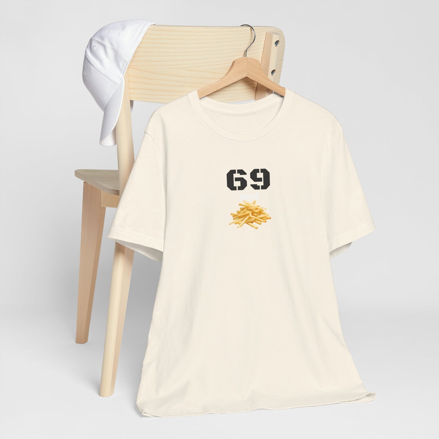 Funny 69 And French Fries Graphic Tee, Casual Humor Shirt, Cute Gift, Stylish Graphic Top, Unisex Quirky T-Shirt, Everyday Wear