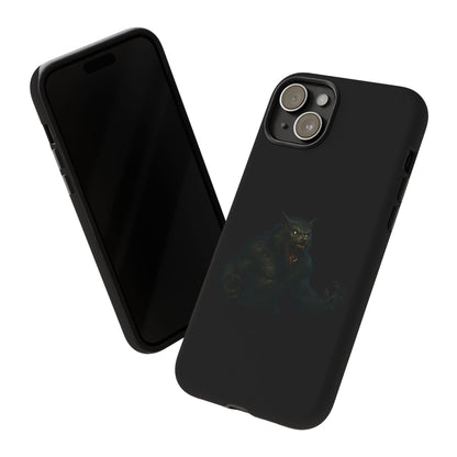 Werewolf phone case with dark monster graphic, tough protective design, suitable for smartphones, by Printify