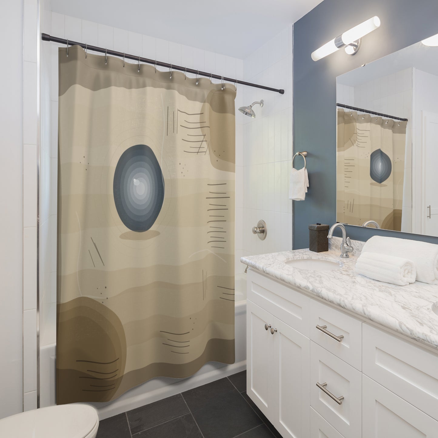 Abstract Wood Grain Stone Shower Curtain | Neutral Bathroom Decor - TRV