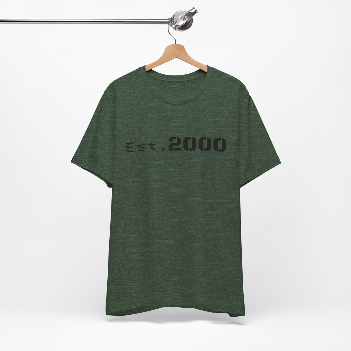 Retro pixel design T-shirt celebrating 2000, featuring "Born in 2000" text, by Printify, in a casual, vintage style.