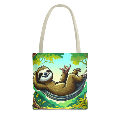 Eco-friendly sloth tote bag featuring a cute sloth design, perfect for animal lovers and casual outings.