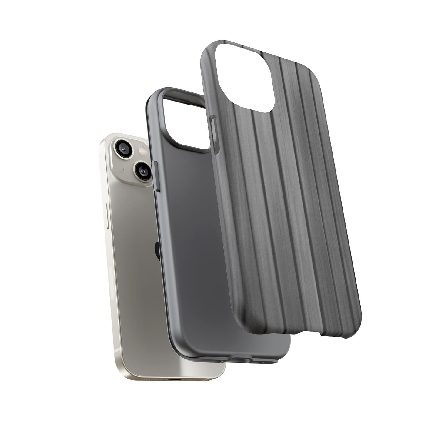 Ribbed metal texture phone case by Printify, tough protective iPhone cover with durable ribbed design and sleek metallic finish.