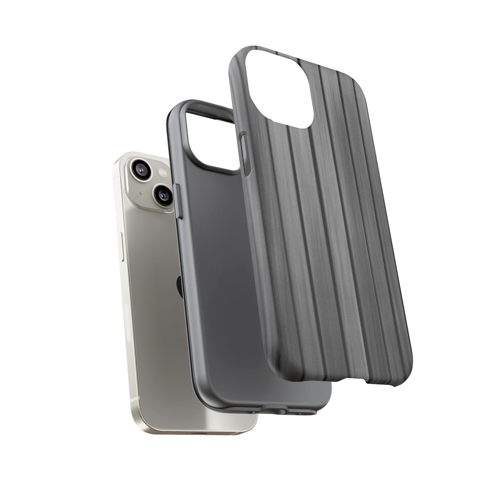 Ribbed metal texture phone case by Printify, tough protective iPhone cover with durable ribbed design and sleek metallic finish.