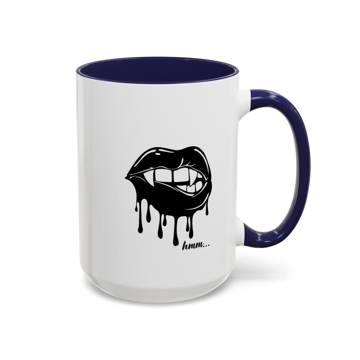 Black Dripping Bite Coffee Mug by Printify, 11oz or 15oz, featuring a bold dripping bite design on ceramic surface.
