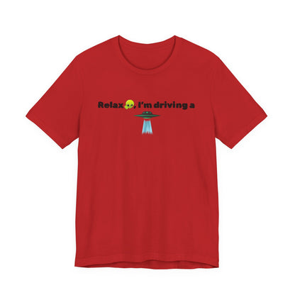 Alien Driving Unisex Tee - Fun Casual Shirt, Gifts for UFO Lovers, Quirky Humor T-Shirt, Perfect for Road Trips, Unique Birthday Present