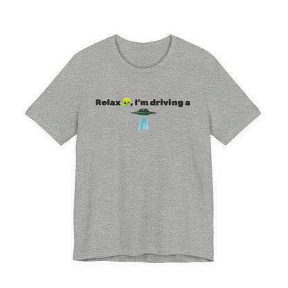 Alien Driving Unisex Tee - Fun Casual Shirt, Gifts for UFO Lovers, Quirky Humor T-Shirt, Perfect for Road Trips, Unique Birthday Present