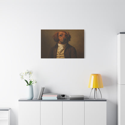 Printify Regal Dog Portrait matte canvas print featuring a detailed, artistic dog portrait on high-quality canvas.