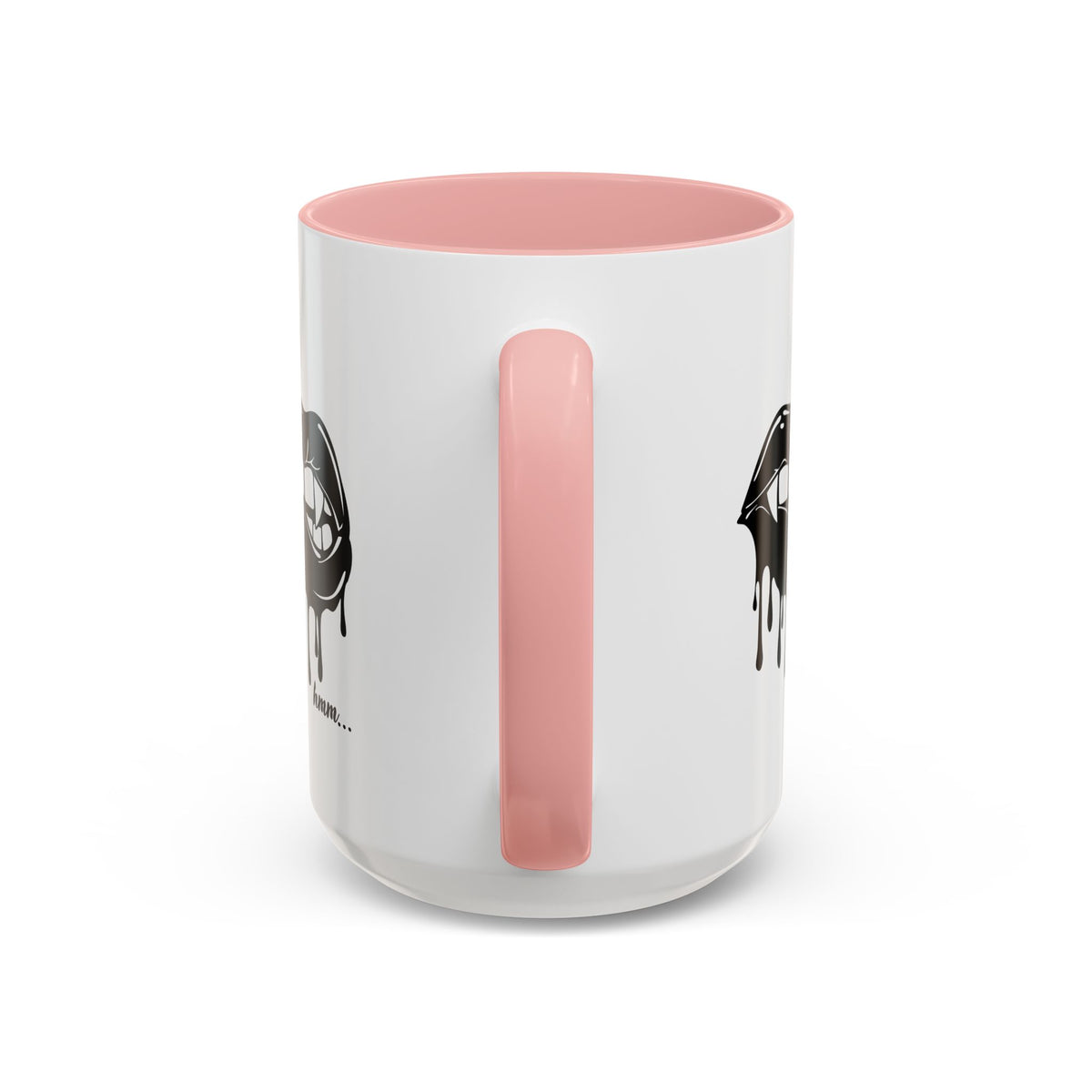 Black Dripping Bite coffee mug by Printify, 11oz or 15oz, featuring a unique dripping bite design on ceramic surface.