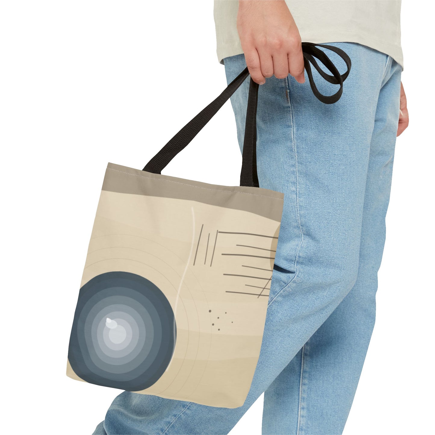 Abstract Neutral Waves Tote Bag | Geometric Circle Pattern
