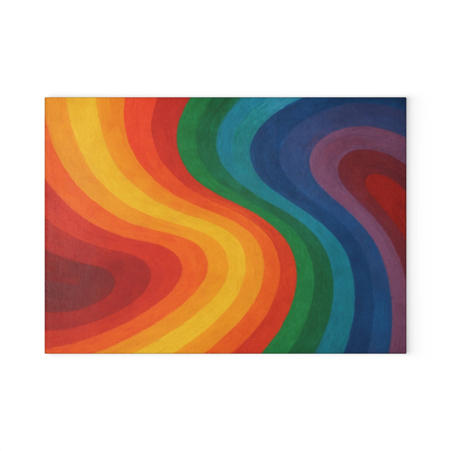 Glass Cutting Board — Retro Rainbow Wave Tempered Glass Chopping Board